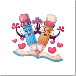 Cute pencils Valentines day Posters and Art